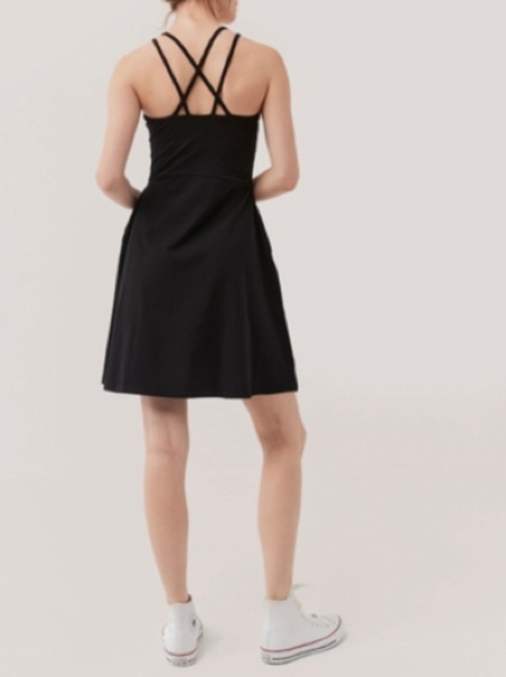 Pact / Black Double Strap Fit & Flare Mini Dress